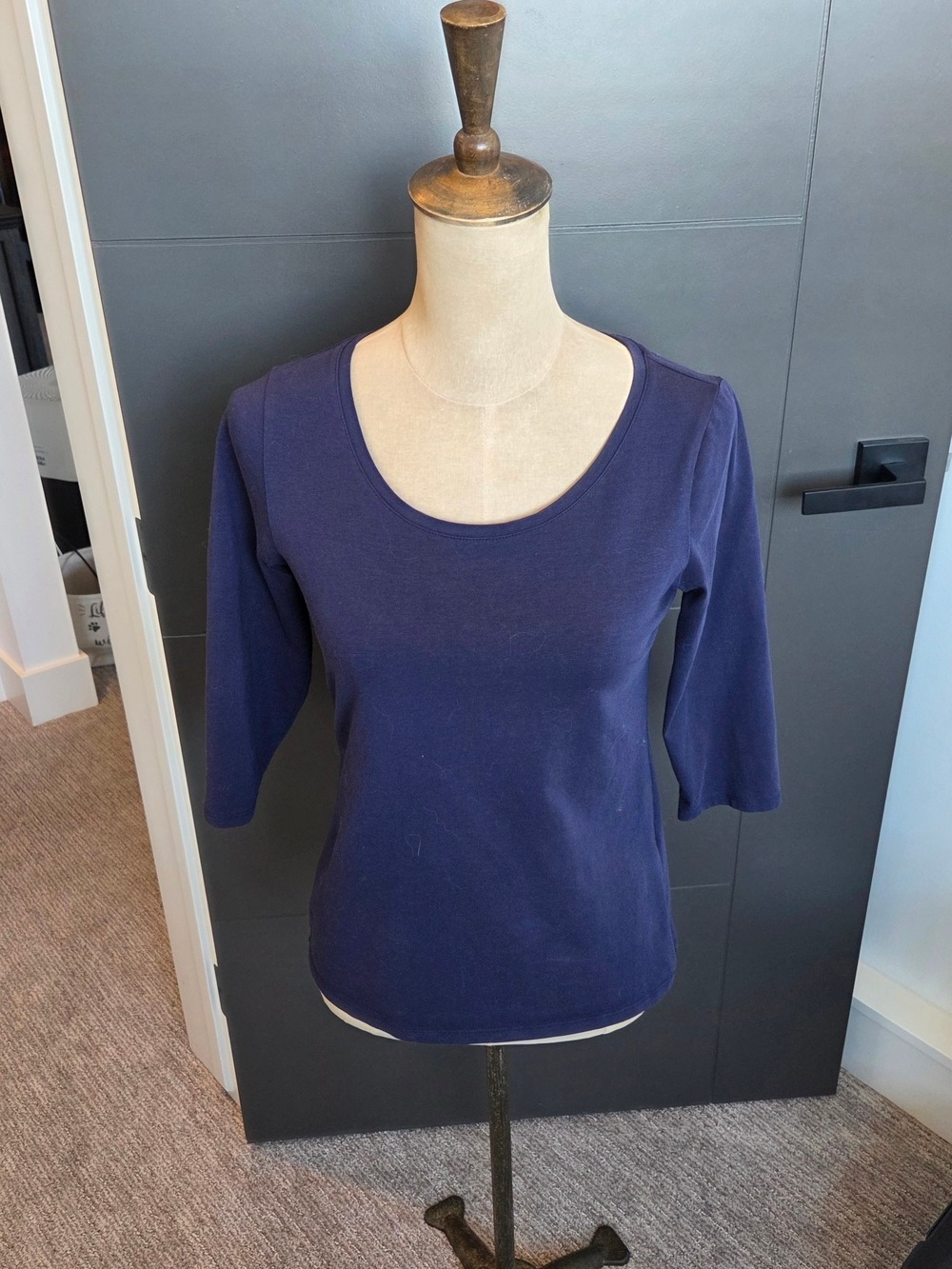 Reitmans Essentials Navy Scoop Neck Tee 3/4 Sleeve